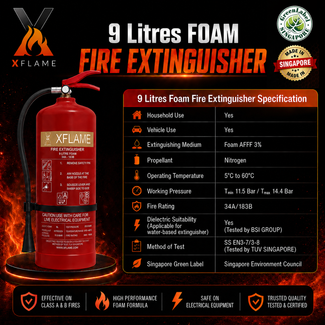 XFLAME 9L Foam Fire Extinguisher