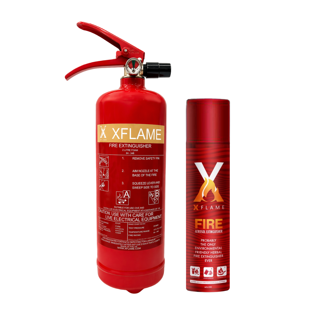 XFLAME Foam Fire Extinguisher Bundle 2L + 500ml